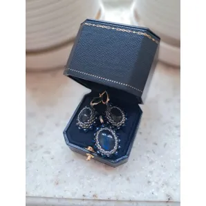 Комплект серьги и кулан тз натурального камня "Лабрадор"