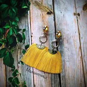 Клипсы-серьги с кисточками «Слезы солнца»