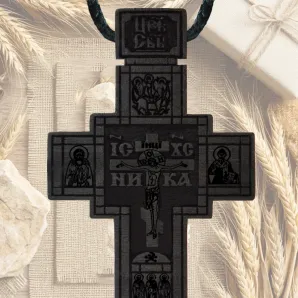 Крест православный нательный (старинный) с гайтаном
