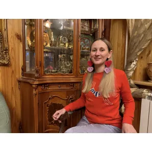 Сережки сердечки двуярусные