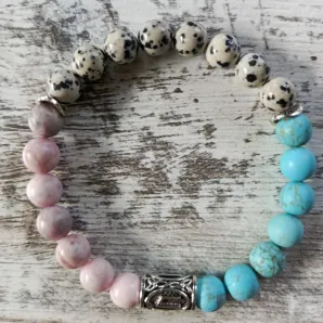 Браслет из яшмы и бирюзы с руной