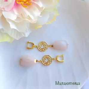 Серьги с розовым кварцем «Любовное настроение».