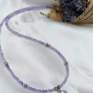 Чокер лавандовый из фианита с подвеской циркония