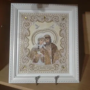 Православная икона, вышитая бисером, Петр и Феврония Муромские