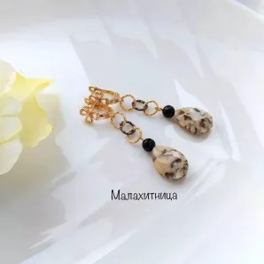 Серьги из ортоклаза и агата "Слуги Амура"