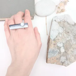 кольцо ручной работы "белое-черное-белое"