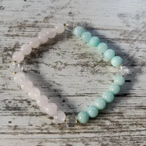 Браслет из ларимара и розового кварца
