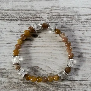 Браслет из оливина с хрусталем