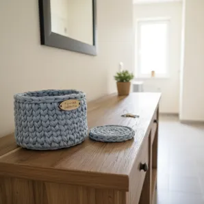 корзинки из трикотажной пряжи с подставками, 3шт