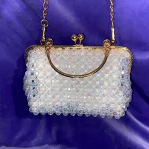 Вечерняя сумочка-клатч из кристальных бусин с цепочкой