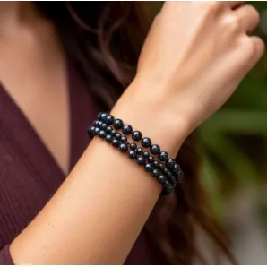 Тройной браслет из черного турмалина