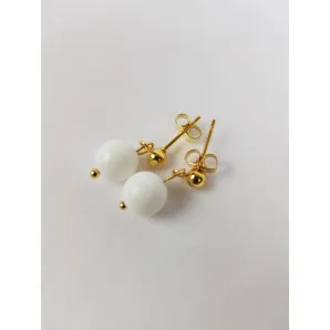 Серьги с белым агатом