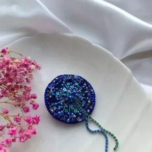 Брошь Одуванчик синий