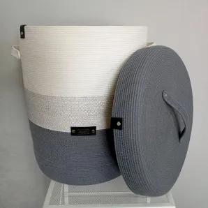 Корзина из хлопкового шнура (Бело - серая)