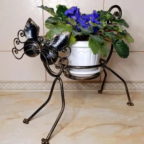 Кованая цветочница "Котик""