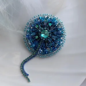 Брошь Одуванчик голубой