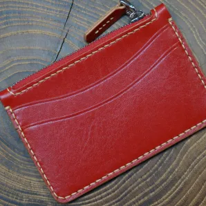 Картхолдер на молнии из натуральной кожи, ручная работа