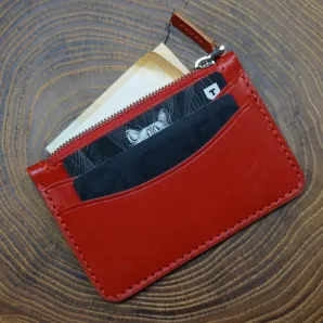 Картхолдер на молнии из натуральной кожи, ручная работа