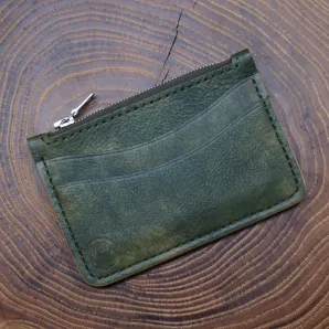 Картхолдер на молнии из натуральной кожи, ручная работа