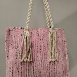 Сумка шопер из хлопка розовый. Ручное ткачество.