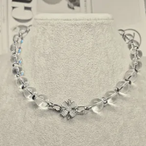 Колье из горного хрусталя с гематитом