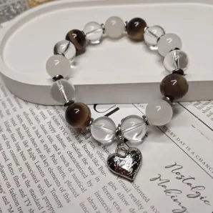 Браслет из горного хрусталя с агатами