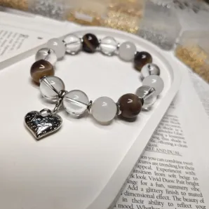 Браслет из горного хрусталя с агатами