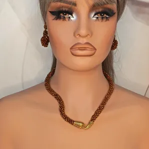 Жгут-колье Змейка и серьги ручной работы.