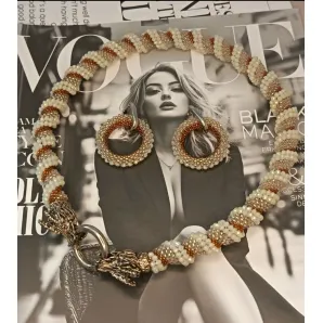 Колье "Дракон" и серьги бублики.