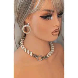 Жгут-колье "Дракон" и серьги бублики ручной работы.