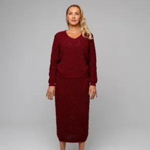 Костюм вязаный юбка и джемпер из премиальной итальянской пряжи 100%