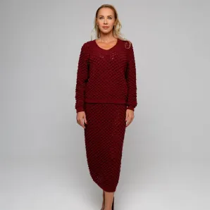 Костюм вязаный юбка и джемпер из премиальной итальянской пряжи 100%