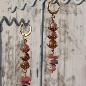 Серьги с родохрозитом