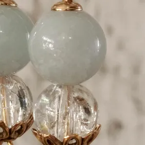 Серьги с аквамарином и кварцем