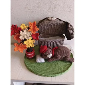 Вязаный детский органайзер Мишка