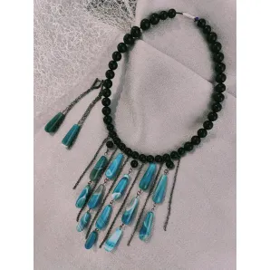 Гарнитур: чокер и серьги из  оникса с бирюзой.