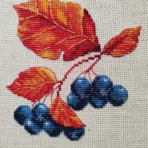 Вышитая крестом картина "Черноплодная рябина"