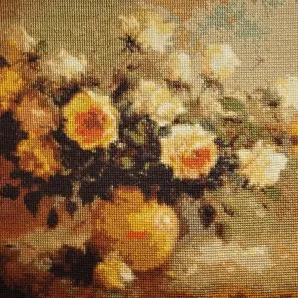 Картина вышитая крестом "Желтые розы" 38х32 см