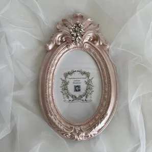 Фоторамка, розовая, с вышивкой из кристаллов