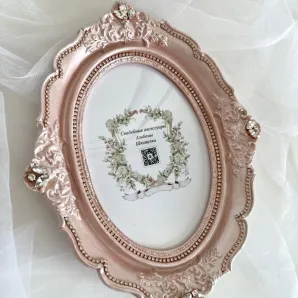 Фоторамка, розовая, с кристаллами