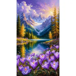 Картина маслом "Весна в Альпийских горах"