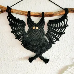 Макраме летучая мышь, украшение на Хэллоуин