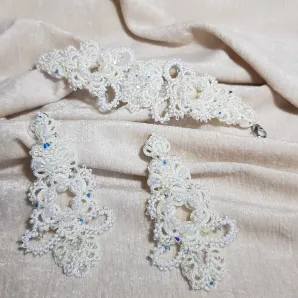 Браслет и серьги "Хрустальный звон" фриволите