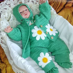 комплект вязаной одежды из мериноса для малыша р.62-68