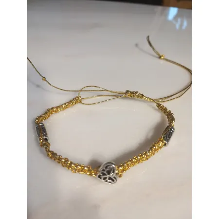 Браслет из золотого шнура с металлическими бусинами