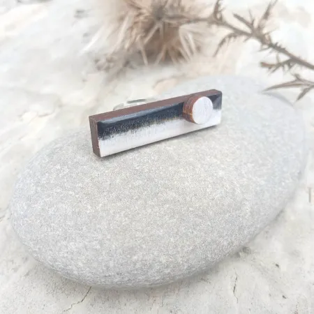 кольцо ручной работы "белое-черное-белое"