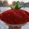 Красный берет клубничка,ручной работы