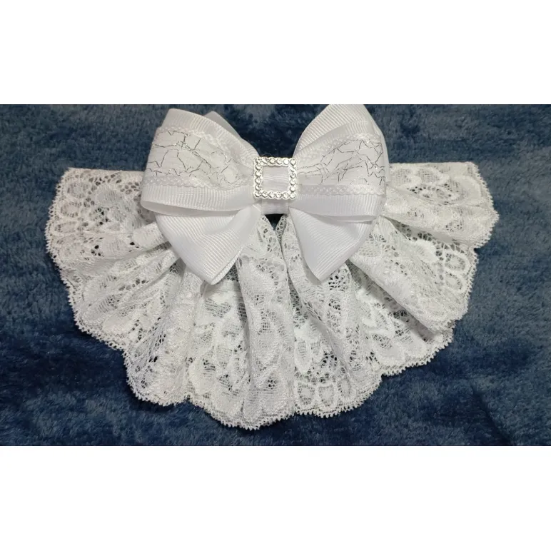 Кружевной, белый бант