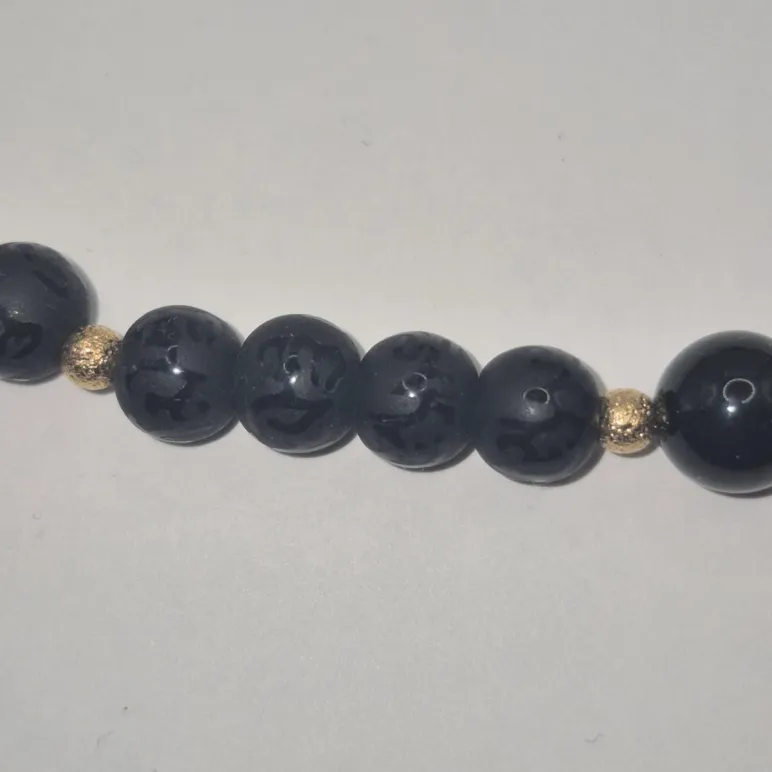 Чокер и серьги из матового чёрного агата