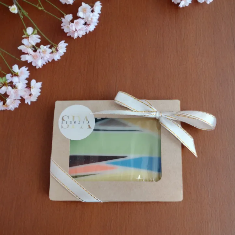 Мыло твердое ручной работы "Вишневая геометрия" сувенирное/подарочное